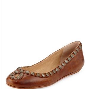 Frye Studded Flats - Cognac Soft Leather -  Sz 9M
